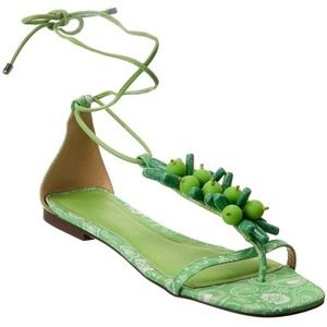 SCHUTZ Green Lace-Up Sandals